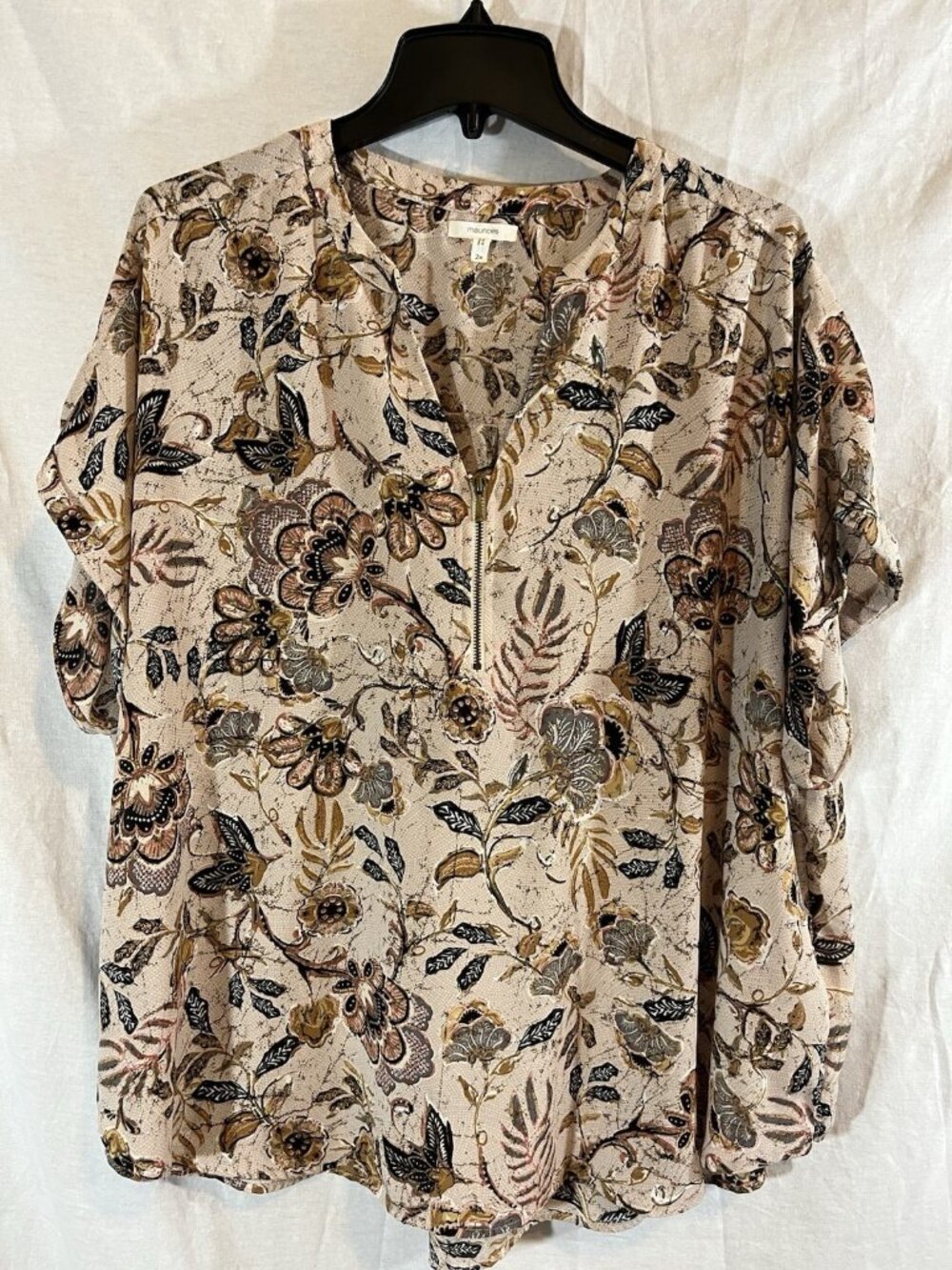 Maurice’s Women’s 2X Brown Floral Paisley Print V-Neck Blouse